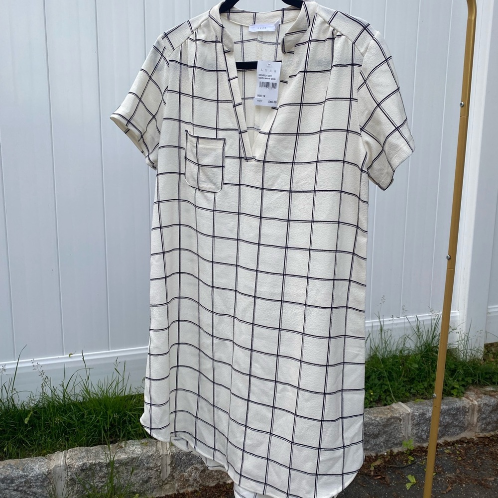 LUSH ivory and navy.  Shirt Dress. Size Medium